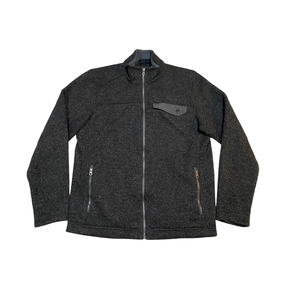 Marmot Mens Wool Blend Full Zip Sweater Jacket Charcoal Gray C97010 Size L